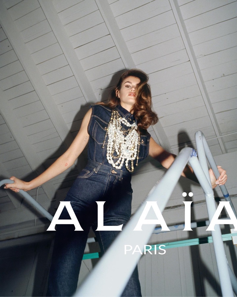 Alaia features denim designs in its spring 2023 campaign.