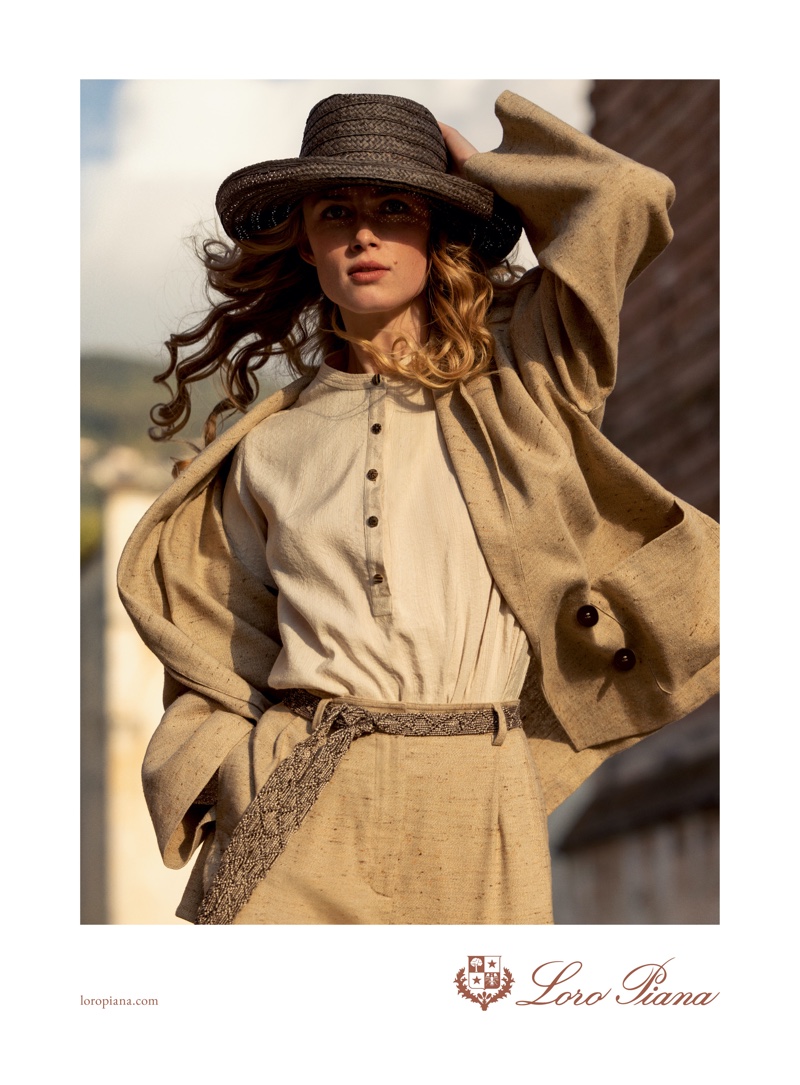 Rianne van Rompaey stars in Loro Piana spring-summer 2023 campaign.