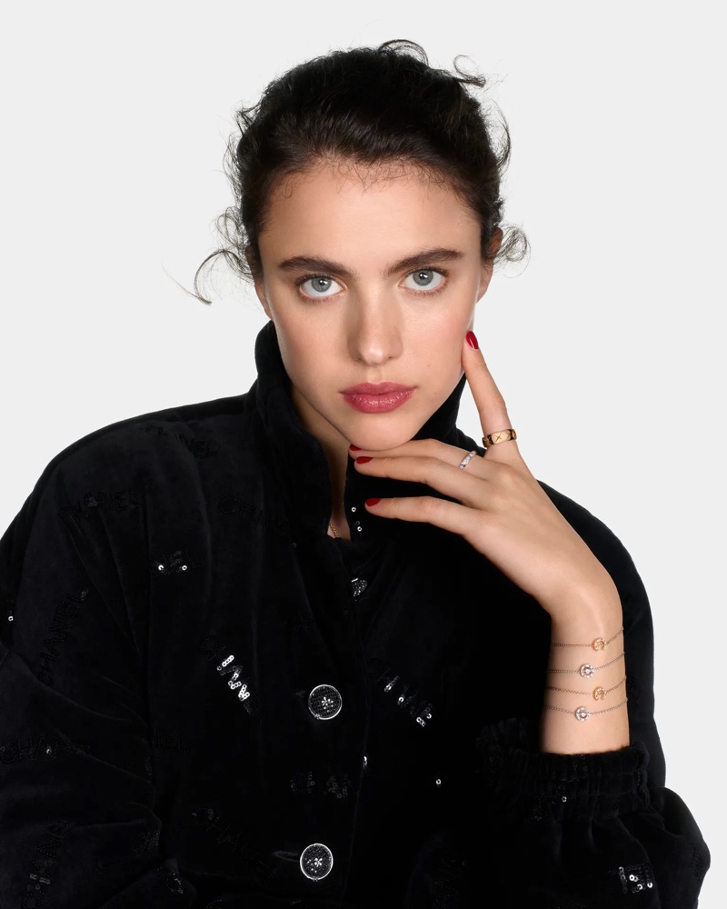 Margaret Qualley poses for Chanel Coco Crush fine jewelry 2023 campaign.