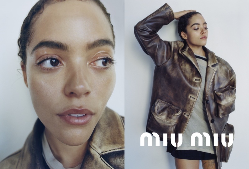 Actress Quintessa Swindell fronts Miu Miu spring-summer 2023 campaign.