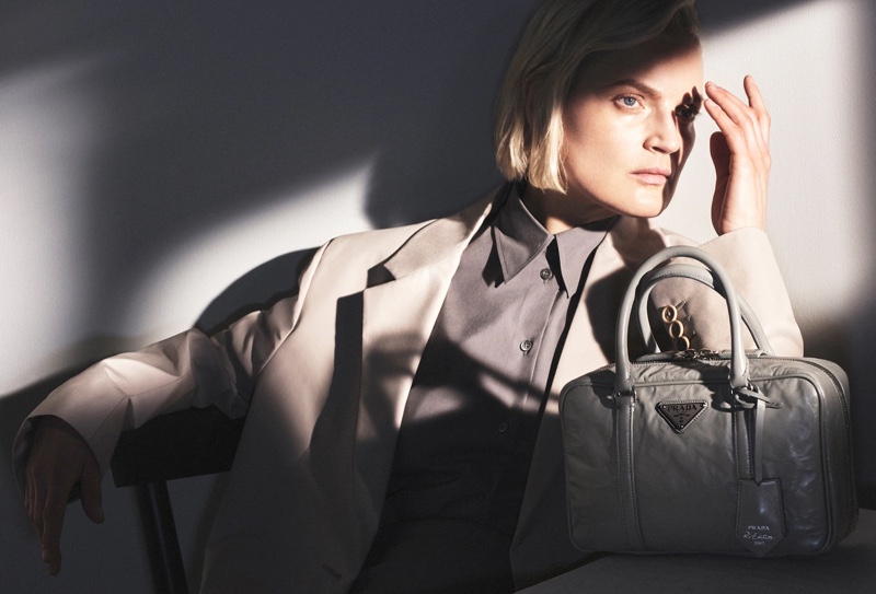 Model Guinevere van Seenus fronts Prada spring-summer 2023 campaign.