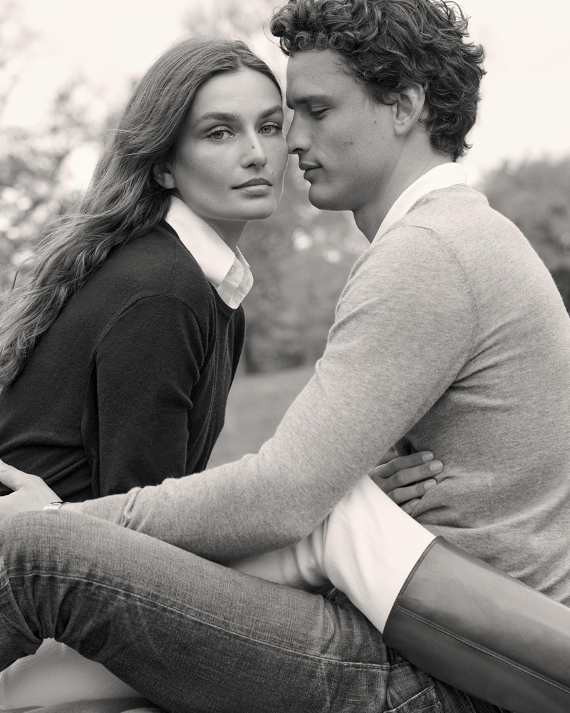 Andreea Diaconu Ralph Lauren Gold Cashmere Campaign 2023