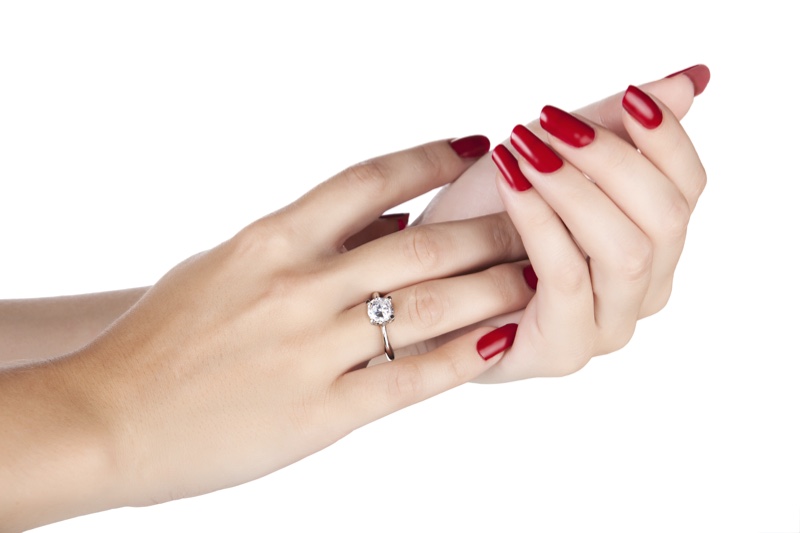 Red Nails Diamond Solitaire Ring