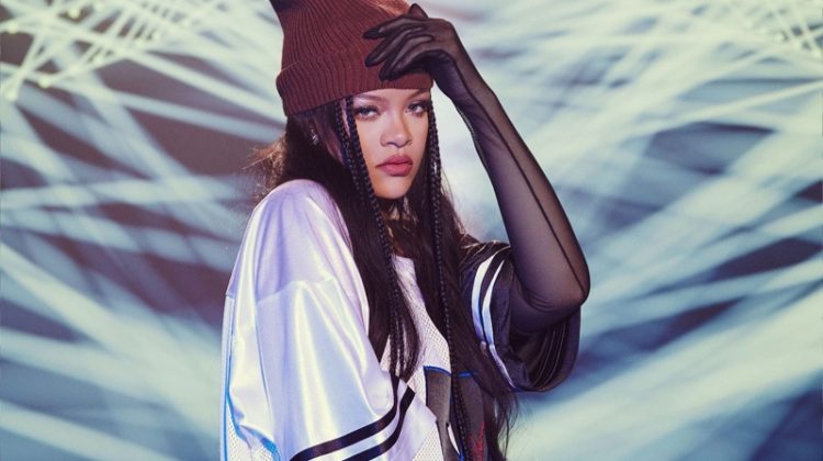 Wearing a two-tone jersey, Rihanna fronts Savage X Fenty Game Day collection.