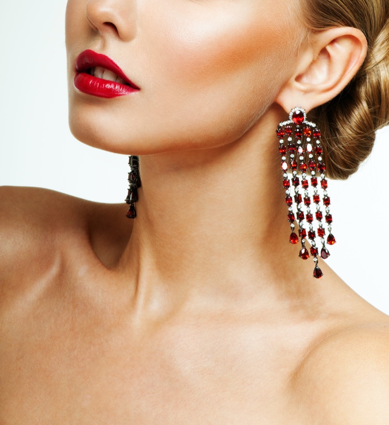 Ruby Earrings Chandelier Style