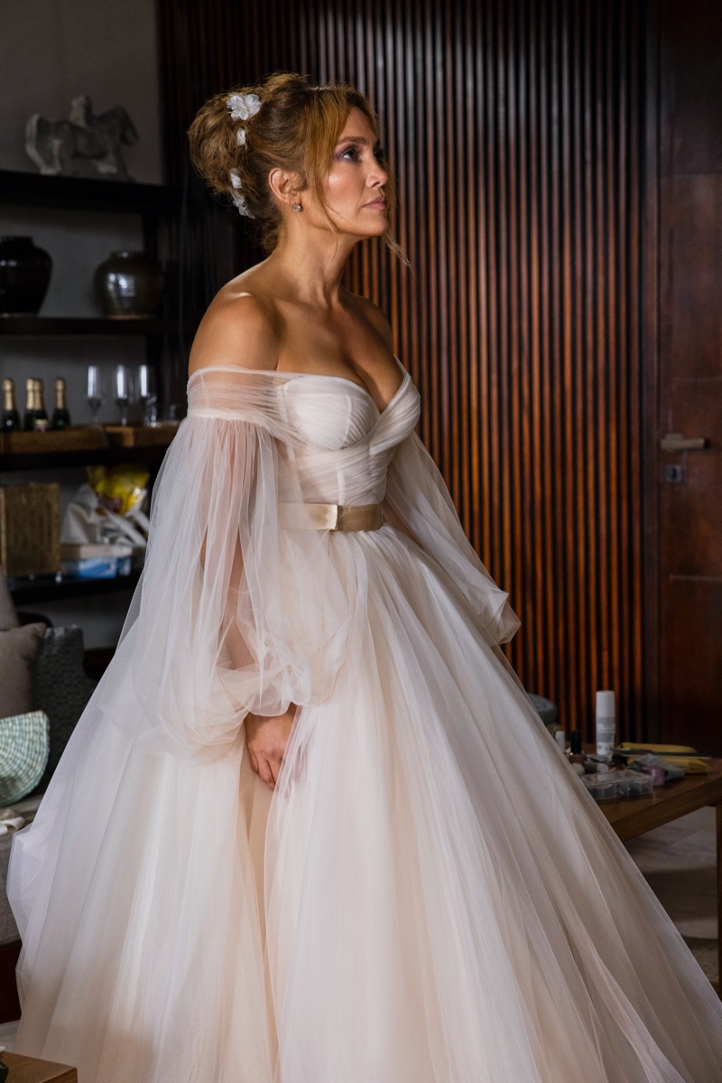Another look at the wedding gown featured in the 2023 Jennifer Lopez movie Shotgun Wedding.