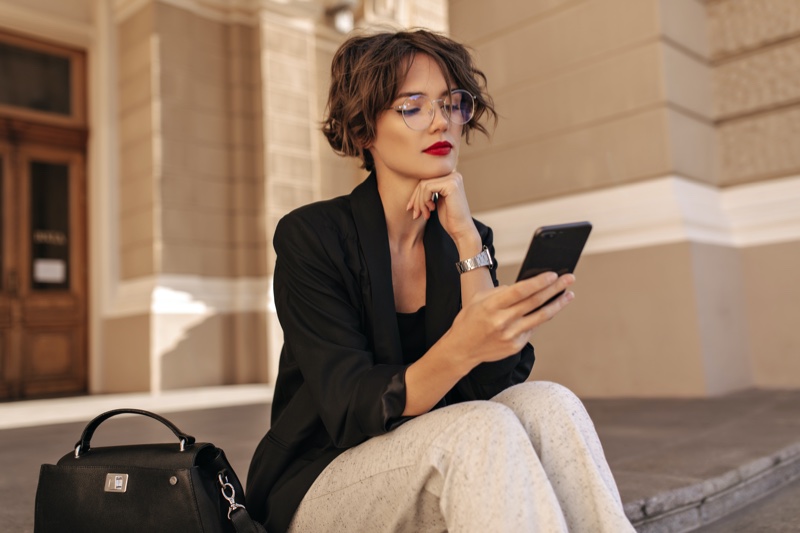 Stylish Woman Phone Glasses Purse