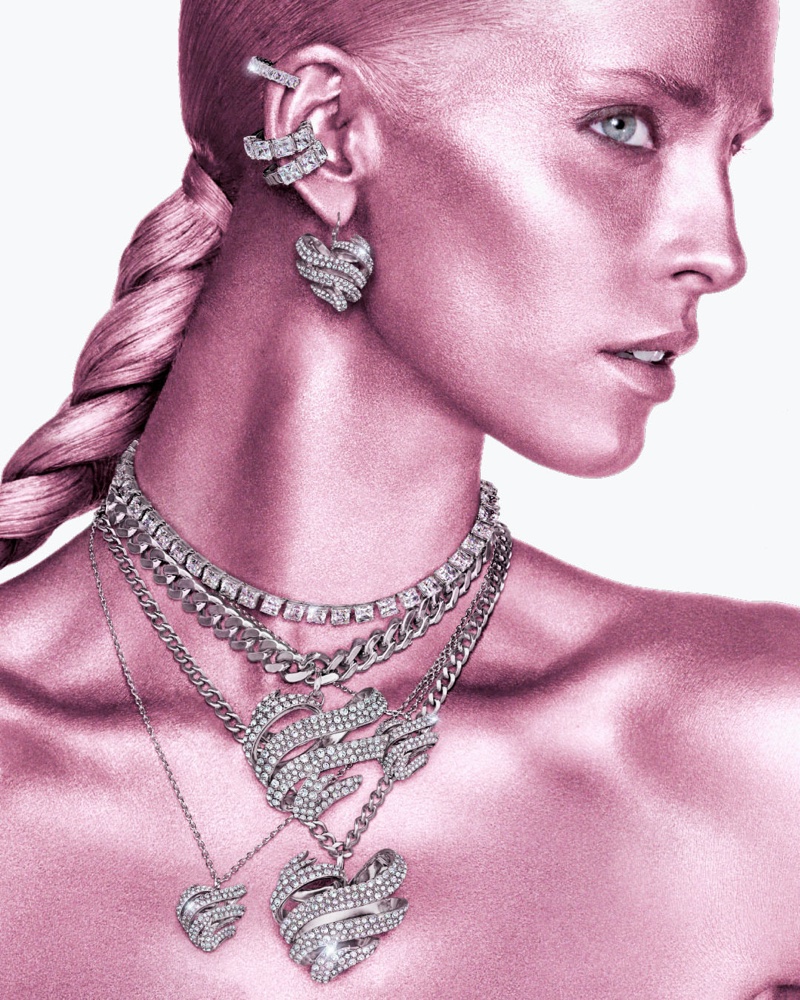 Layered necklaces and full-cut crystals from Swarovski's Valentine's Day 2023 collection.