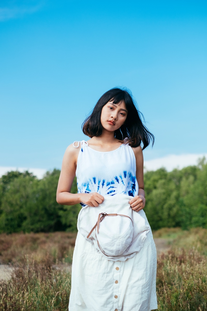 Woman Outdoors Tie-Dye Shirt Skirt