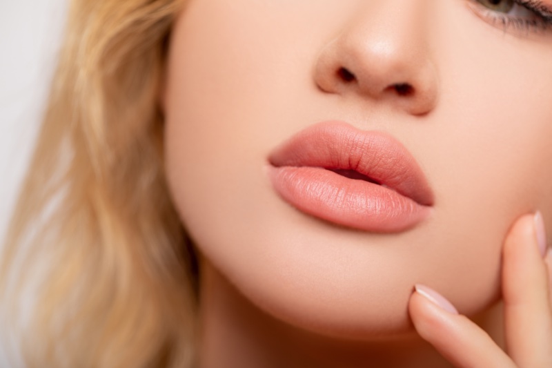 Woman Plump Lips Closeup