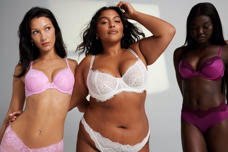 Bella Hadid, Paloma Elsesser, and Adut Akech wear Victoria's Secret Very Sexy, Body by Victoria Push-Up Bras.