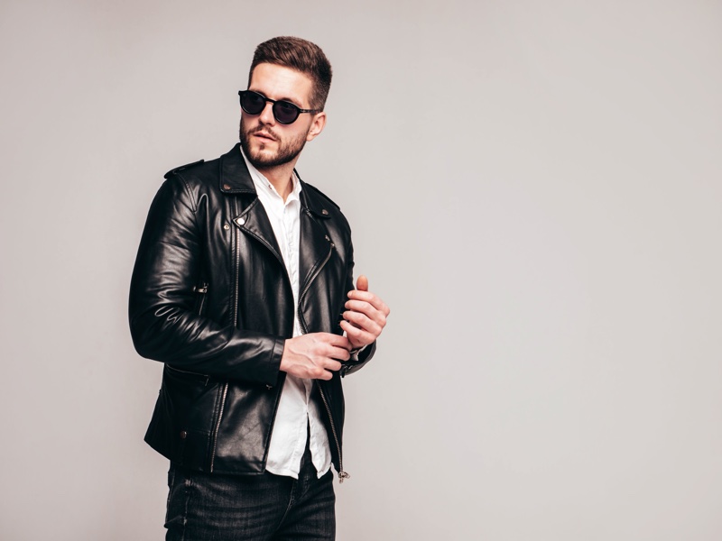 Cool Male Model Leather Jacket