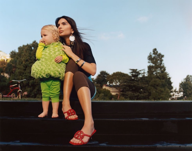 Emily Ratajkowski Son Bear Tory Burch Campaign