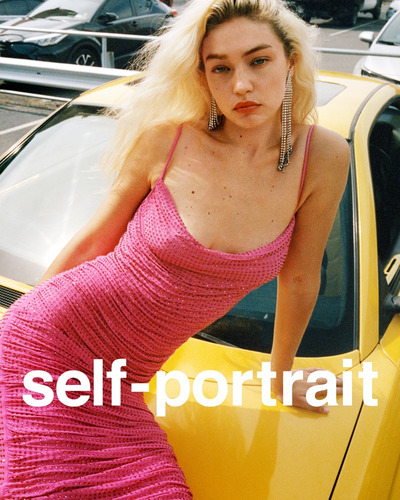 Self-Portrait Pink Slip Dress Gigi Hadid