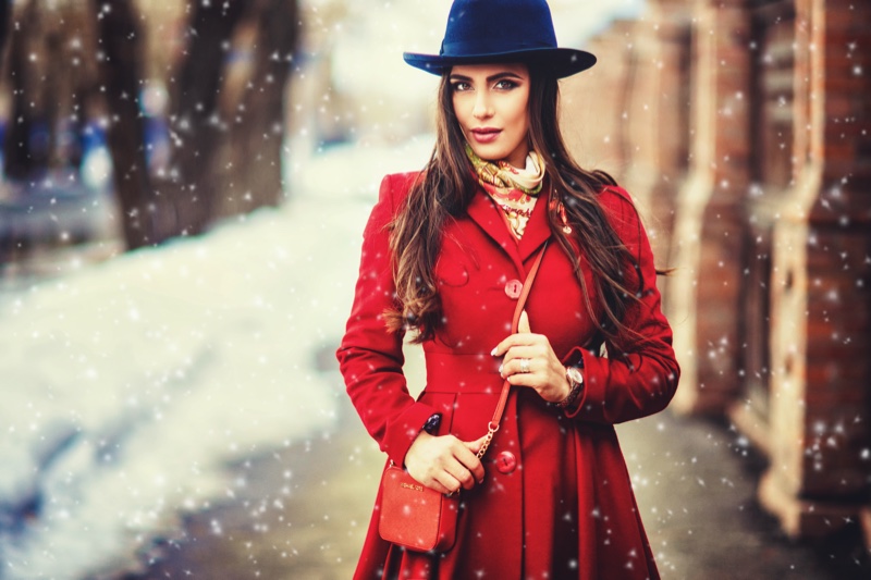 Red Coat Winter Woman