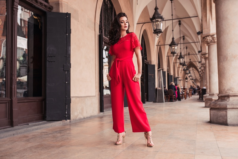 Red Jumpsuit Heels