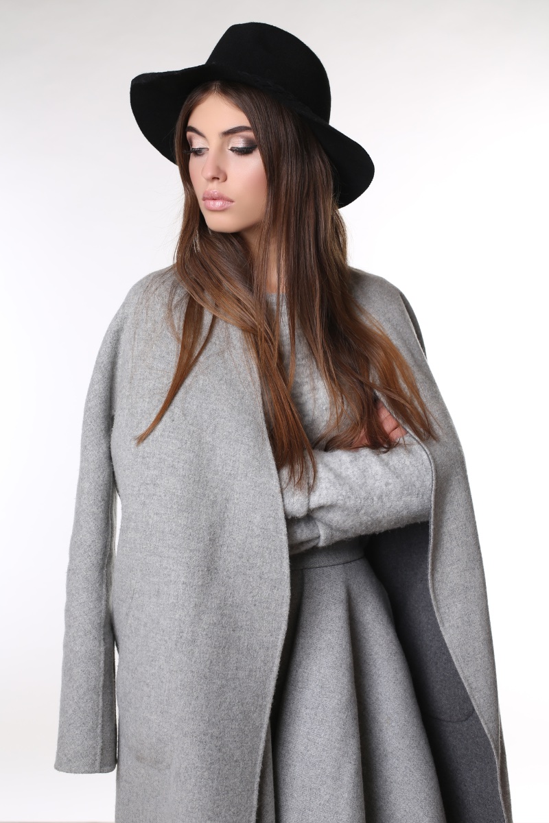 Woman Hat Wool Coat Glamour