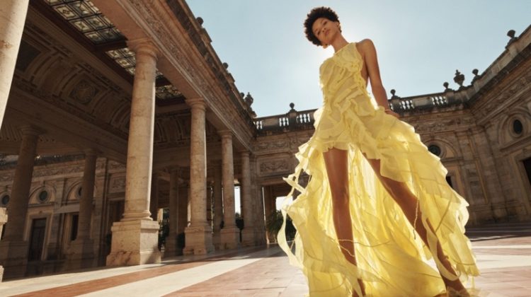 Zimmermann features yellow gown in spring-summer 2023 campaign.