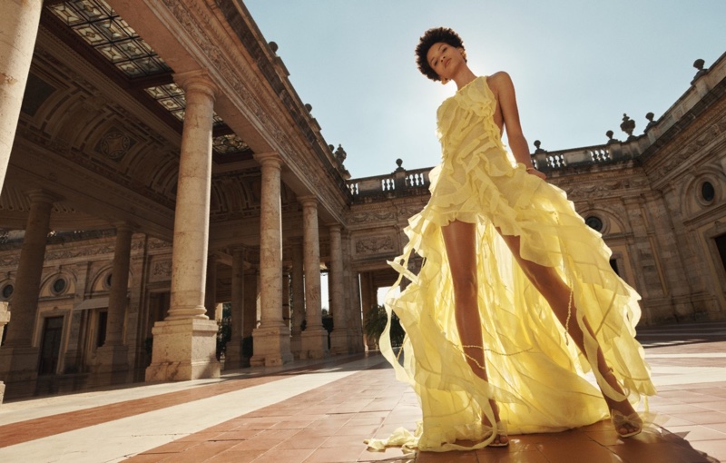 Zimmermann features yellow gown in spring-summer 2023 campaign.