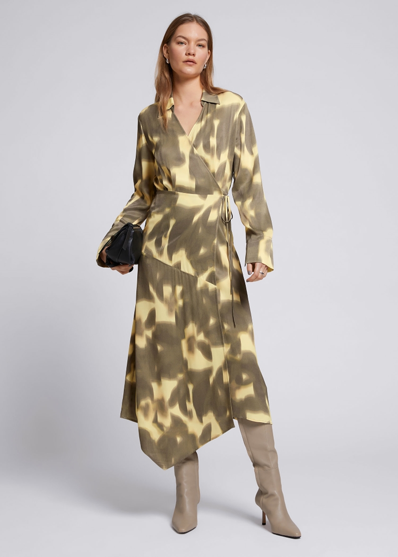 Asymmetric Midi Wrap Dress $159