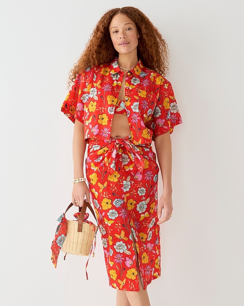 Dauphinette x J.Crew Draped Sarong in Red Blooms $79.50