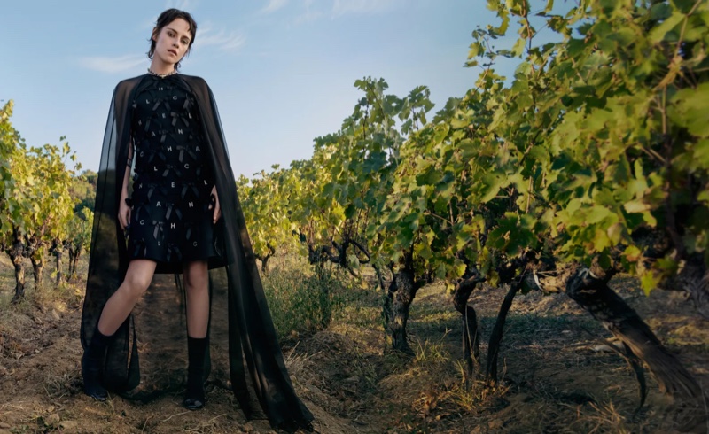 Posing in a black dress and cape, Kristen Stewart fronts Chanel spring-summer 2023 campaign. Photo: Inez & Vinoodh