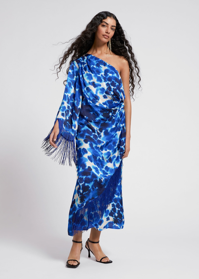 Loose Ayssemetric Fringed Wrap Dress $199