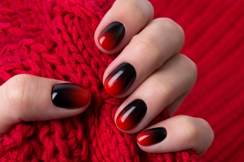 Red Black Ombre Nails