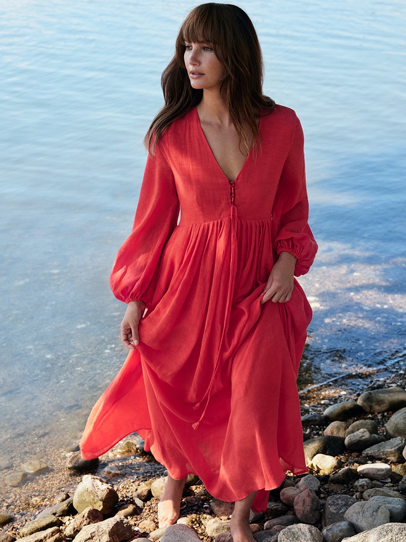 Red Maxi Dress Lily Aldridge Weekend Max Mara