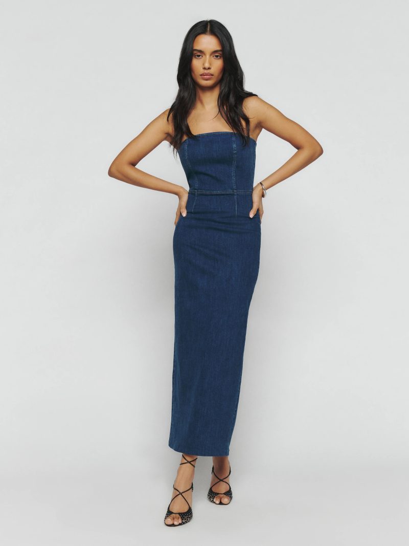 Reformation Eugenia Denim Midi Dress