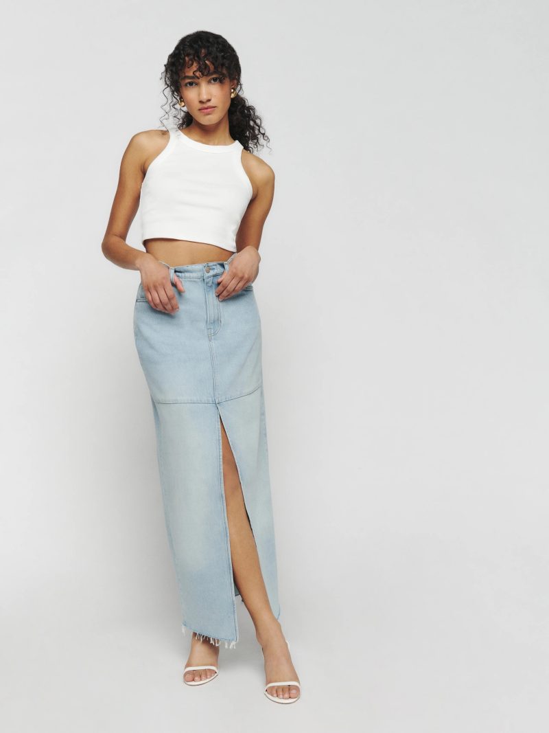 Reformation Tazz Maxi Denim Skirt