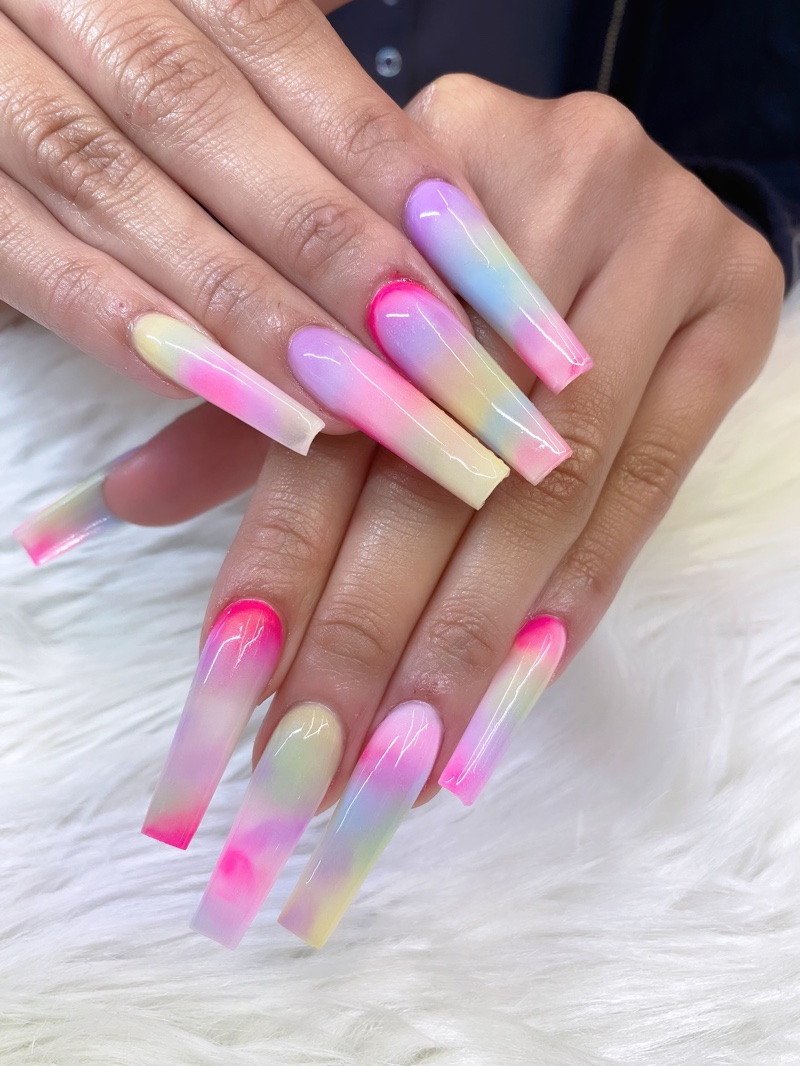 Summer Rainbow Ombre Nails