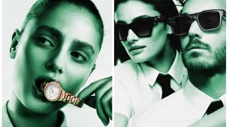 Taylor Hill Goes Green in Emporio Armani Accessories