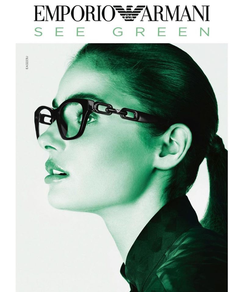 Taylor Hill Emporio Armani Glasses Green 2023 Campaign