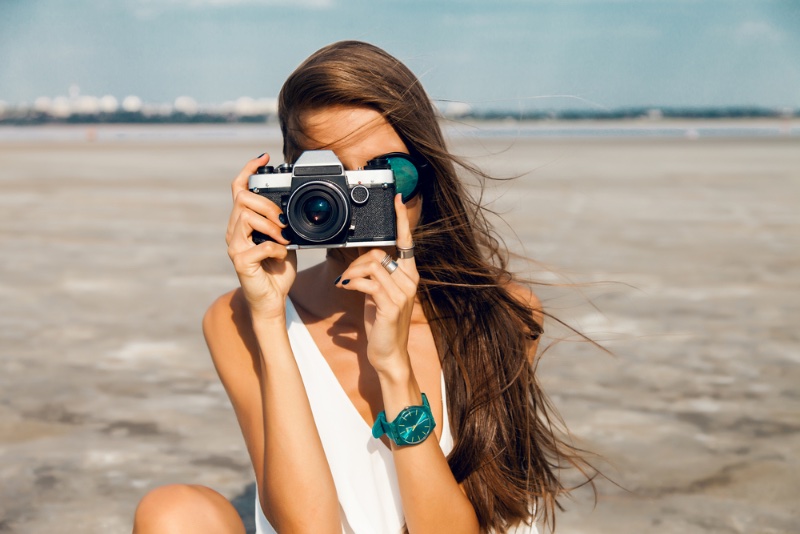 Woman Camera Beach