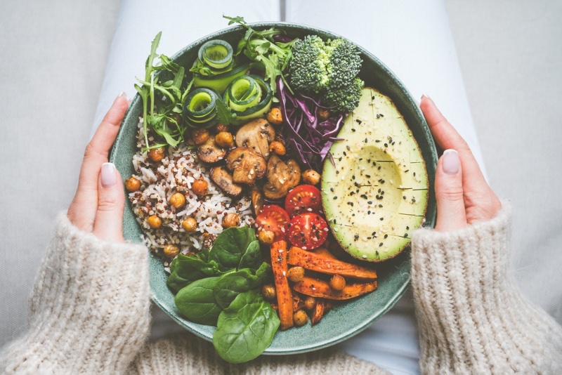 Woman Eating Healthy Plate