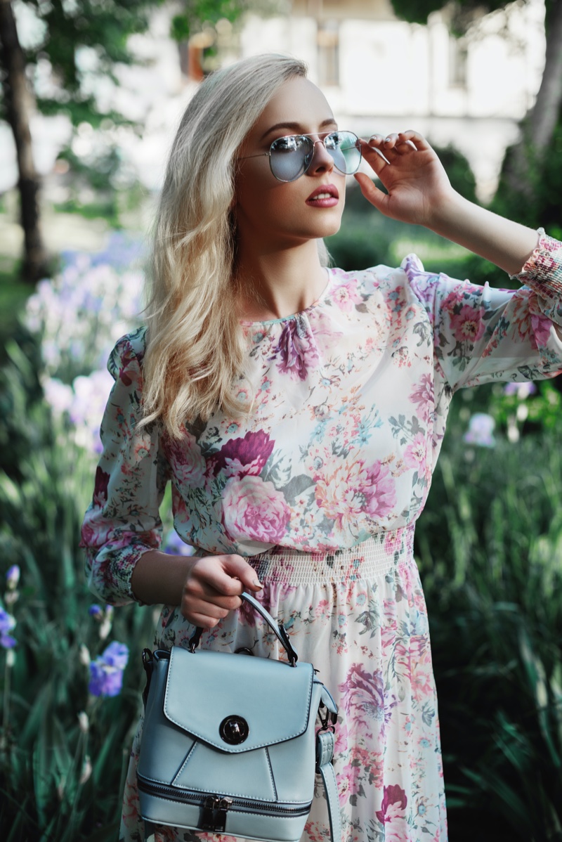 Woman Pastel Floral Print Dress
