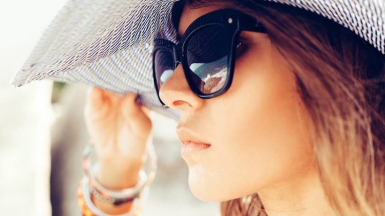 Woman Wearing Hat Sunglasses