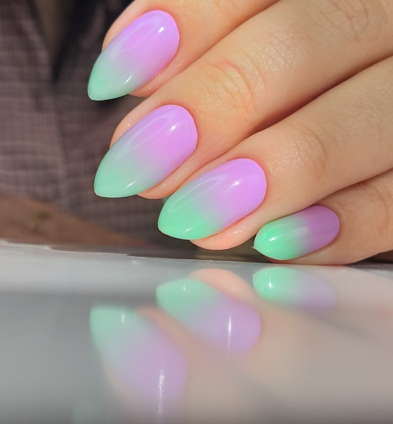 purple and green ombre nails violet