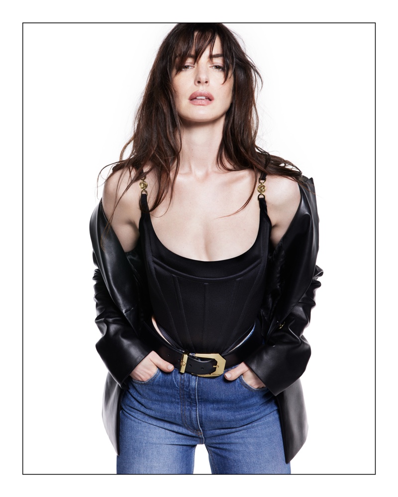 Anne Hathaway Rocks Versace Icons Wardrobe in New Campaign