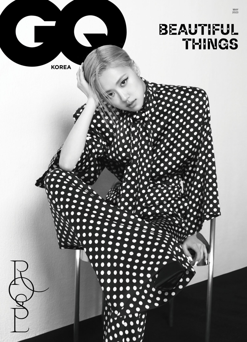 Rose GQ Korea Saint Laurent Polka Dot Outfit 2023