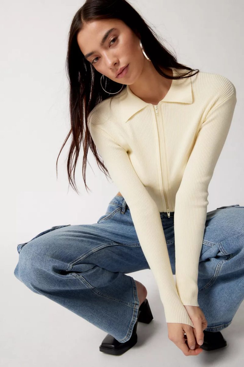 Urban Outfitters Guess Originals Lyla Cropped Zip-up Cardigan