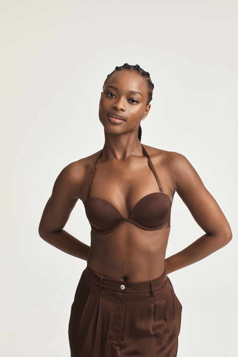 Mayowa Nicholas models VS Bare Very-Way strapless bra.