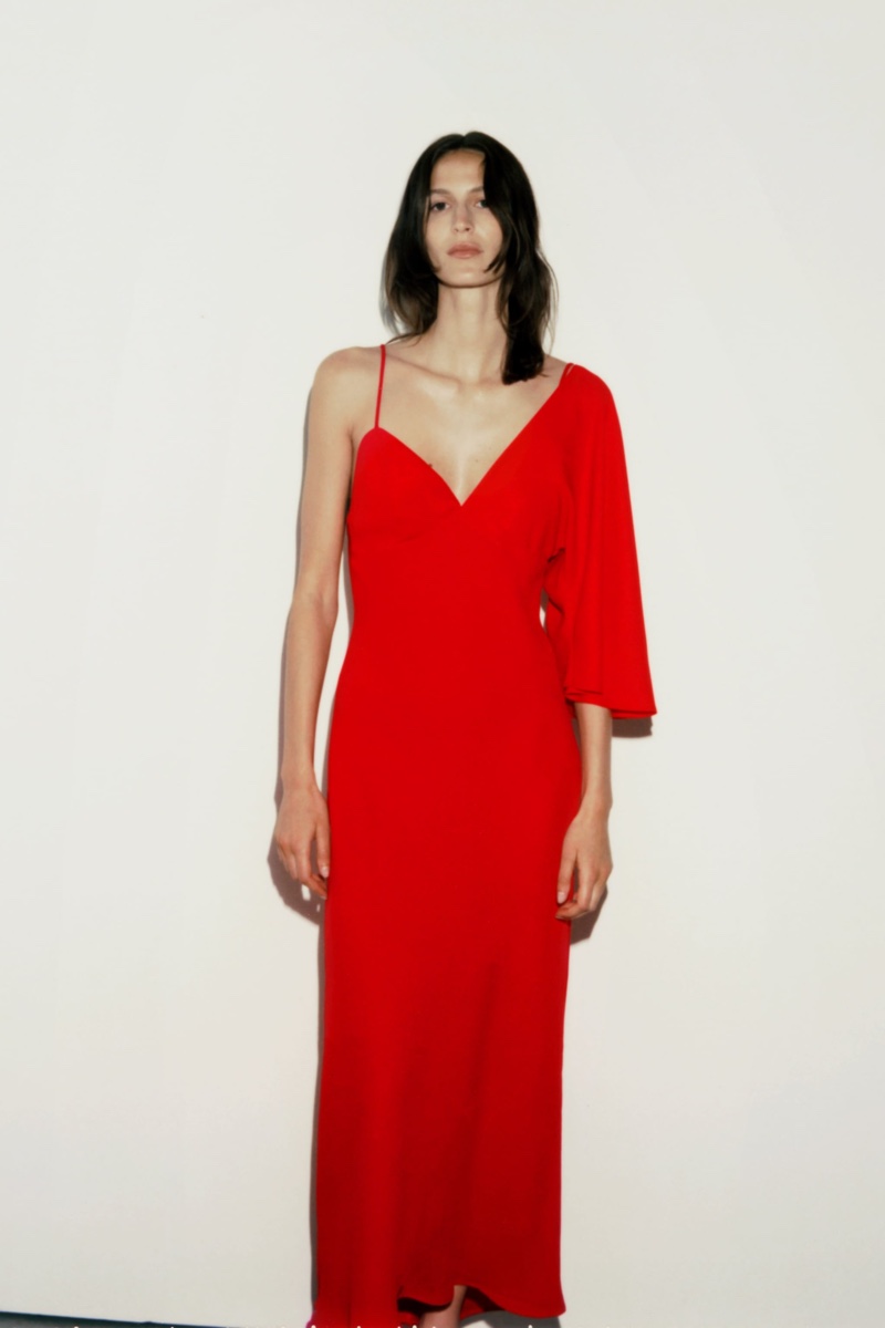Zara Asymmetric Midi Dress Summer 2023