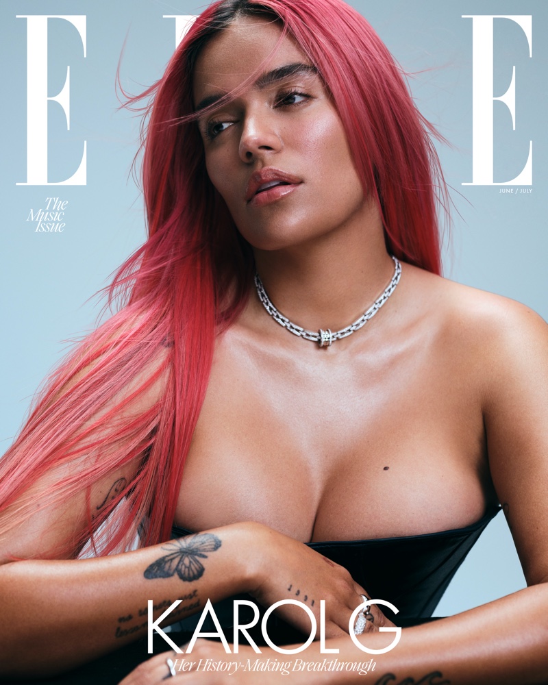 Karol G ELLE US Pink Hair 2023