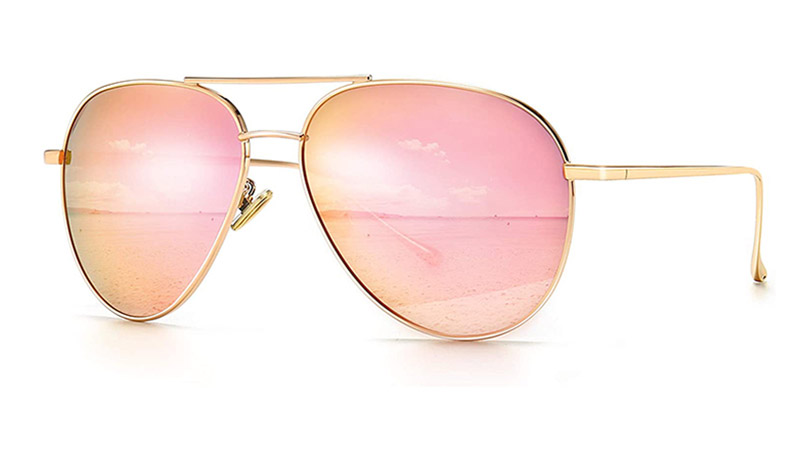 SUNGAIT Womens Lightweight Oversized Aviator Sunglasses with Mirrored Polarized Lens in Pink $16.99