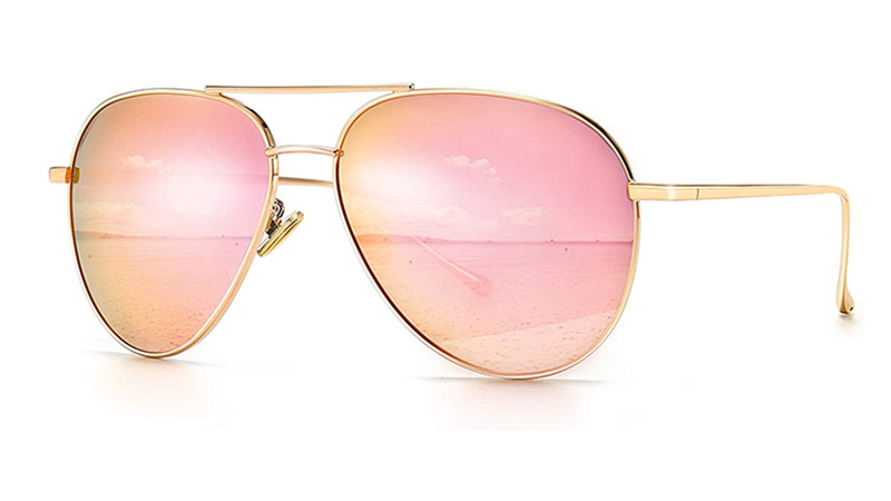 Oversize Rose Gold Mirror Sunglasses - Well Pick