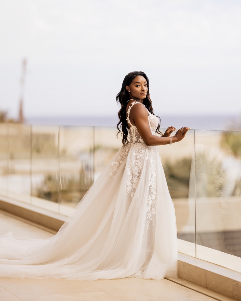 Simone Biles looks breathtaking in one of her four custom Galia Lahav wedding dresses.