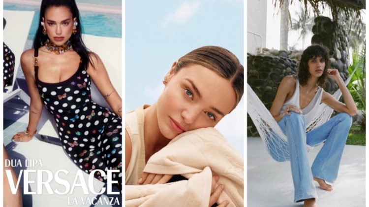 Week in Review: Dua Lipa x Versace La Vacanza 2023 collection, Miranda Kerr for Louis Vuitton Pacific Cool fragrance, and Zara Denim summer 2023.