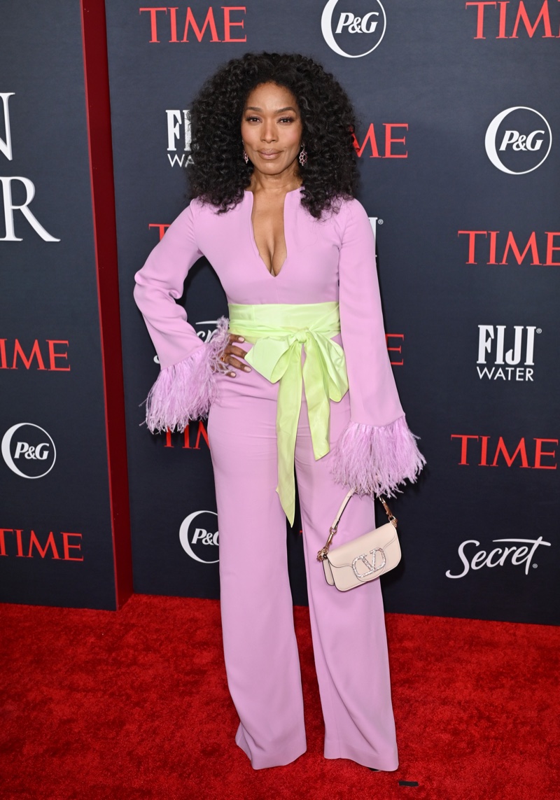 Angela Bassett Lilac Green Outfit